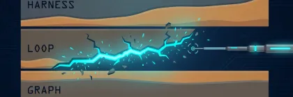 Three stacked horizontal bands with a fracture running through only the middle band and a probe pointing at it