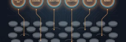 A wide field of pale identical tokens with six of them lifted out and set apart, brighter and larger than the rest