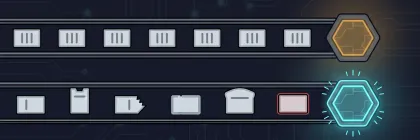 A row of nearly identical data cards feeding one test, beside a shorter row of visibly different cards feeding the same test