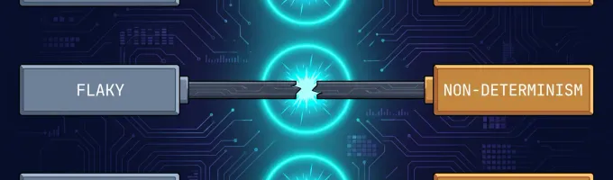 Three rows pairing a QA term with its eval counterpart, every connector between them snapped in the middle with a spark