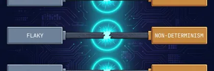 Three rows pairing a QA term with its eval counterpart, every connector between them snapped in the middle with a spark