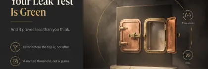 Two doors side by side, one locked and one standing open onto an empty room