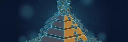 A test pyramid holding its shape under a torrent of generated code that spills off both sides and piles up at its base